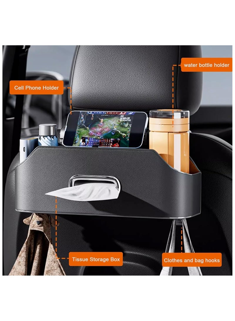 NANAO Car Seat Back Organizer, Stylish & Functional Storage for Family Adventures, Cup Holders, Tissue Box & Hooks, Perfect for Kids, Road Trips & Travel (Black) - Image 5