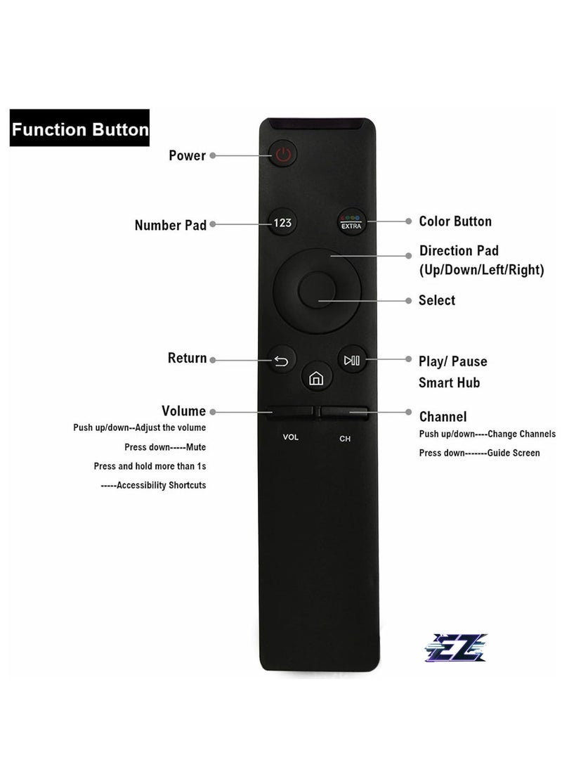 PopZa Replacement Remote Control for Samsung Smart TV UE49KS7090U/XZG UE49KS7500 UE49KS7500S UE49KS7580 UE49KS7590 UE49KS8000 with Battery - Image 2