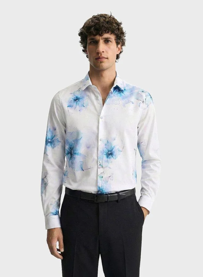 The Indian Garage Co Men Slim Fit Printed Round Neck Full Sleeves Shirt