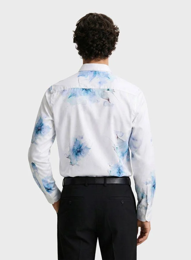 The Indian Garage Co Men Slim Fit Printed Round Neck Full Sleeves Shirt