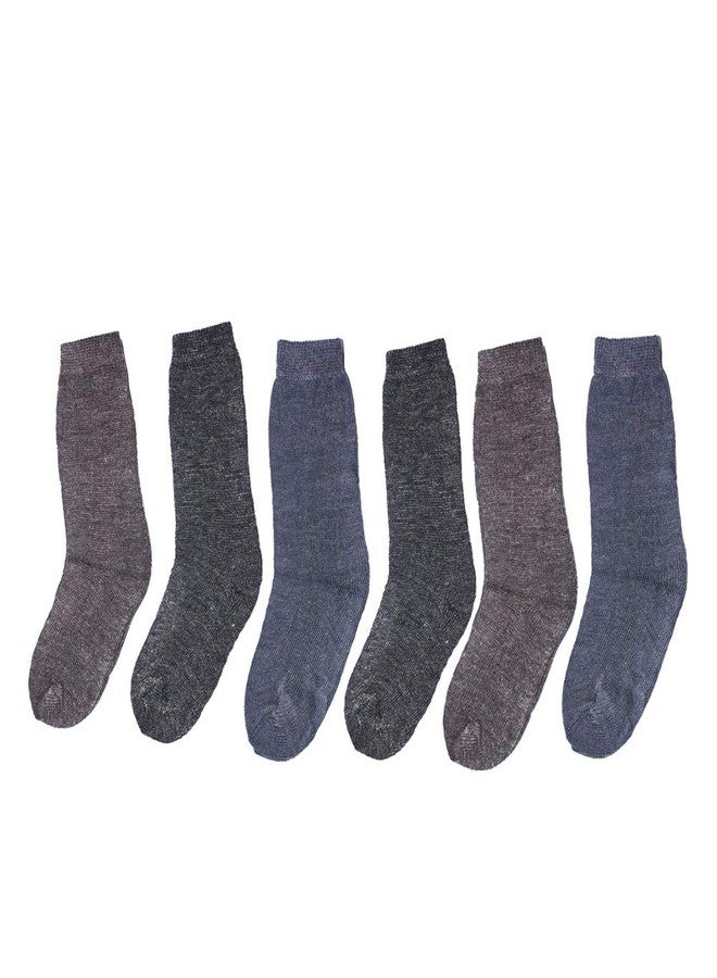 Malvina Boy's Plain Thermal Winter Wear Socks (Multicolour, Pack of 06)-Set