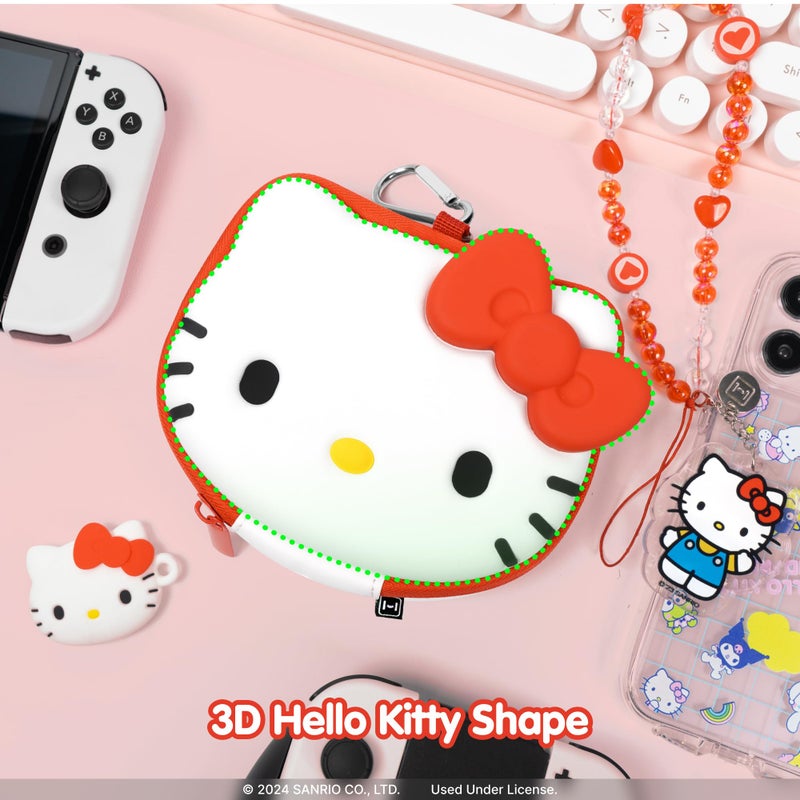 Hamee Hello Kitty Cartridge Case Compatible with Nintendo Switch Games â€“ Portable Carrying Zip Case Storage Holder with 12 Slots, Holds 12-36 Games [Carabiner Included] - Image 2
