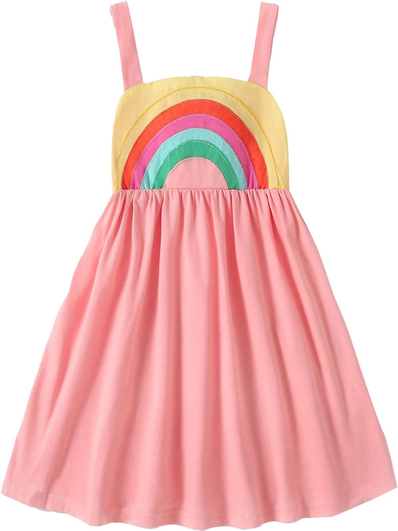Frogwill Toddler Girls Fifties Summer Dress Pink Rainbow 2-7Y 4T, Pink - Image 1