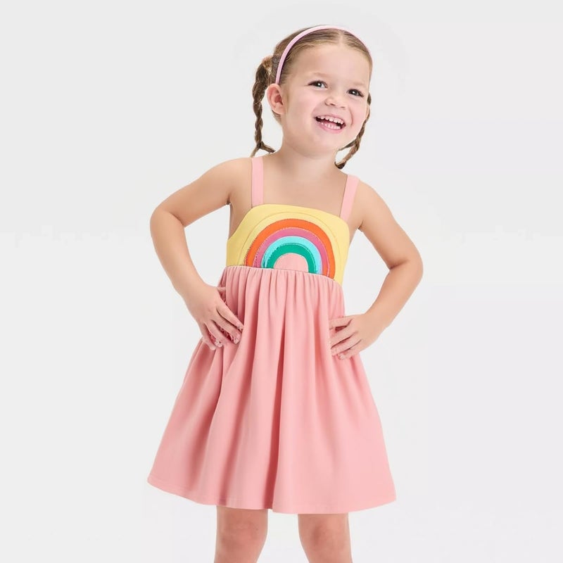 Frogwill Toddler Girls Fifties Summer Dress Pink Rainbow 2-7Y 4T, Pink - Image 2