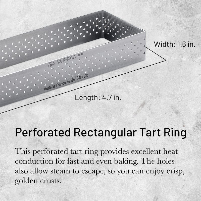 de Buyer Perforated Rectangular Tart Ring - 4.7” x 1.6” x 0.8” - Perfect for Baking Beautifully Crisp Tarts - Easy to Use & Clean - Made in France - Image 3