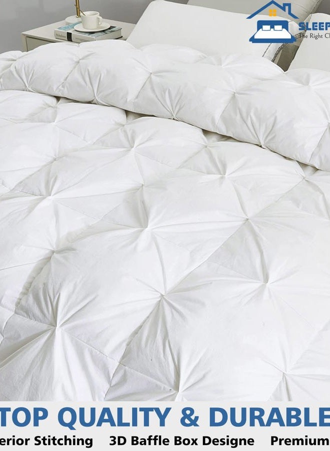 SLEEP-NEST Oversized King Comforter 136 x 120 Size All Season Down Alternative Pin-Tuck Alaskan Comforter Duvet Insert with 8 Corner Tabs 1 Piece Pinch Comforter-500 GSM Quilt Box Stitched, White - Image 2