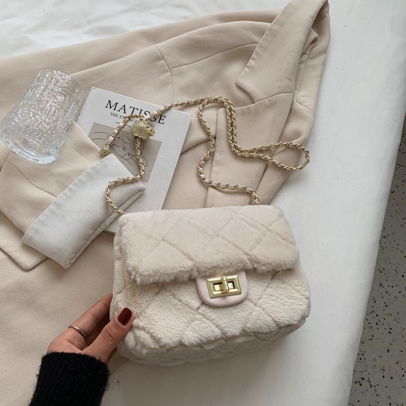 Trendy And Fashionable Lady Style Plush Mini Quilted Chain Bag Single Shoulder Crossbody Bag Women'S Bag - Image 2
