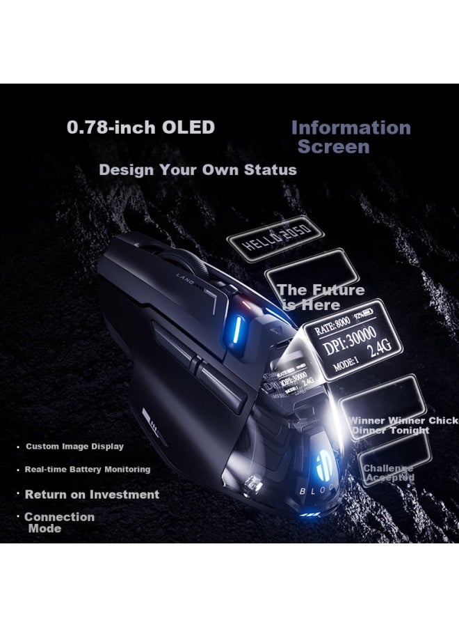 Inphic In9 Ultra Wireless Gaming Mouse Right Hand Ergonomic Esports Mouse 2.4g/wired/bluetooth Three Modes Paw3950 30000dpi/8k Polling Rate Vibration Interaction - Image 3