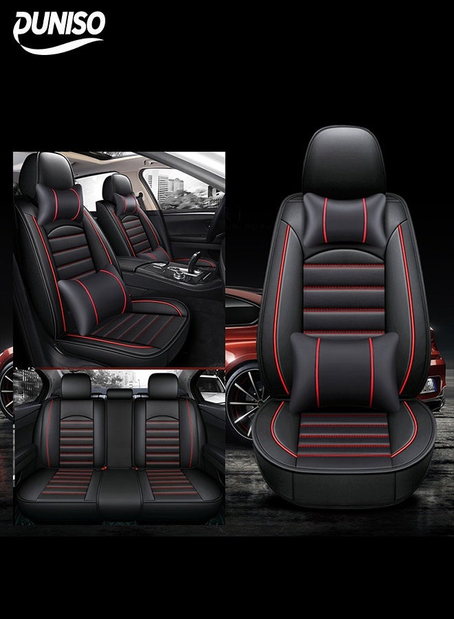 DUNISO Car Seat Cover,Universal Fully Wrapped Seat Cushion, Artificial Leather Car Backrest Seat Cover, With Headrest and Cushion,Wear Resistant And Anti Slip, Suitable For All Seasons, Suitable For Most Car Seats  - Image 1