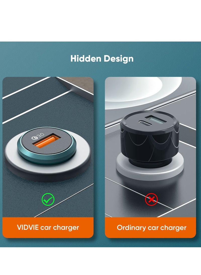 فيدفي - VIDVIE-CAR CHARGER CC520-TYPE-C CABLE INCLUDED-شاحن سيارة-كابل تايب سي-18w MAX-مخرج USB-شحن سريع-تصميم فريد وأنيق-ازرق - Image 1