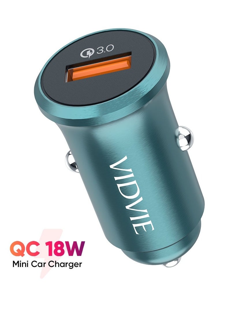 فيدفي - VIDVIE-CAR CHARGER CC520-TYPE-C CABLE INCLUDED-شاحن سيارة-كابل تايب سي-18w MAX-مخرج USB-شحن سريع-تصميم فريد وأنيق-ازرق - Image 1