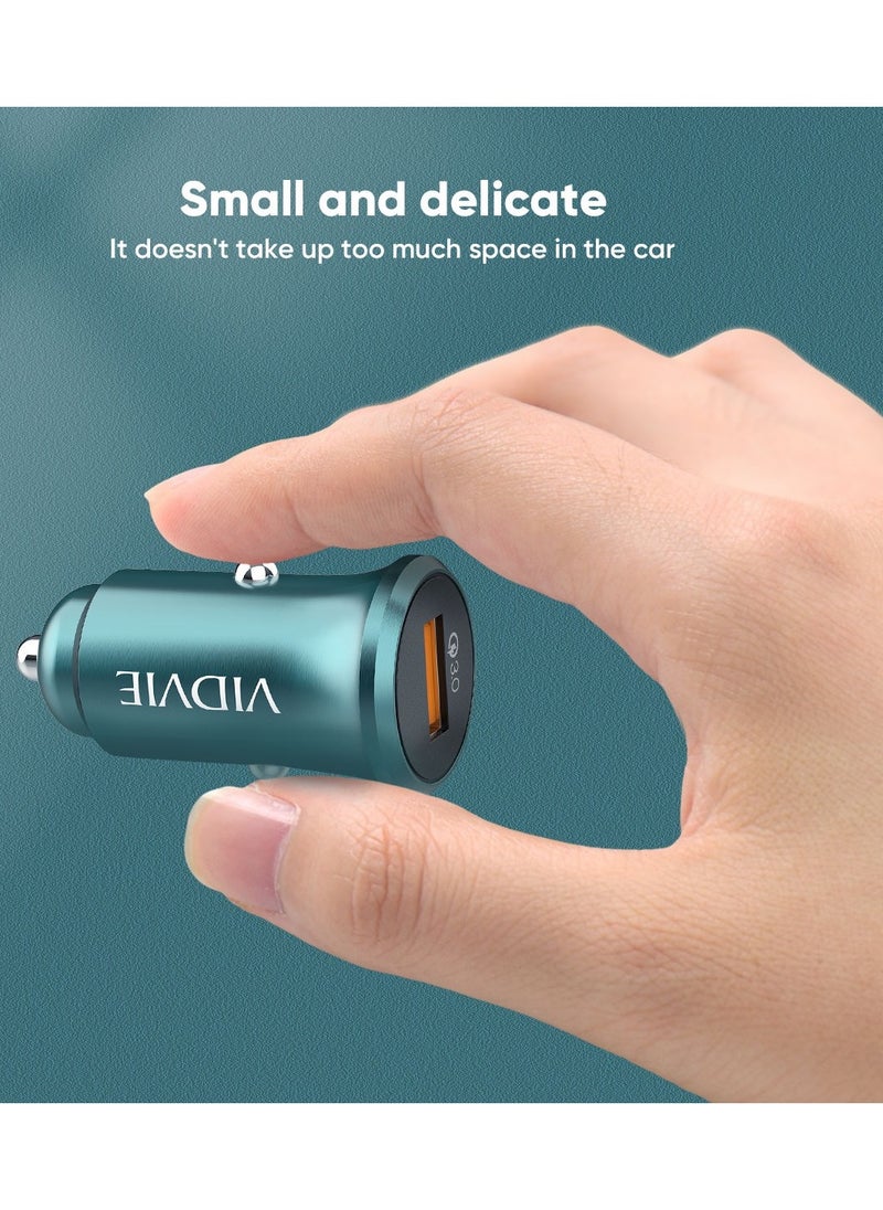 فيدفي - VIDVIE-CAR CHARGER CC520-TYPE-C CABLE INCLUDED-شاحن سيارة-كابل تايب سي-18w MAX-مخرج USB-شحن سريع-تصميم فريد وأنيق-ازرق - Image 1