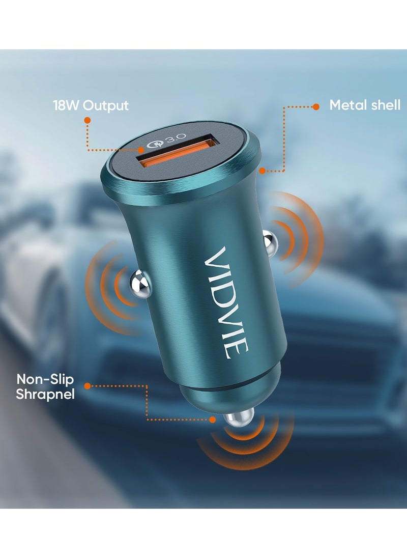فيدفي - VIDVIE-CAR CHARGER CC520-TYPE-C CABLE INCLUDED-شاحن سيارة-كابل تايب سي-18w MAX-مخرج USB-شحن سريع-تصميم فريد وأنيق-ازرق - Image 1