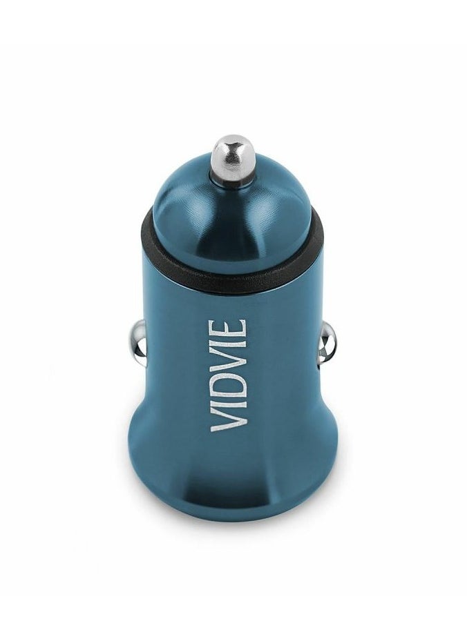 فيدفي - VIDVIE-CAR CHARGER CC520-TYPE-C CABLE INCLUDED-شاحن سيارة-كابل تايب سي-18w MAX-مخرج USB-شحن سريع-تصميم فريد وأنيق-ازرق - Image 1