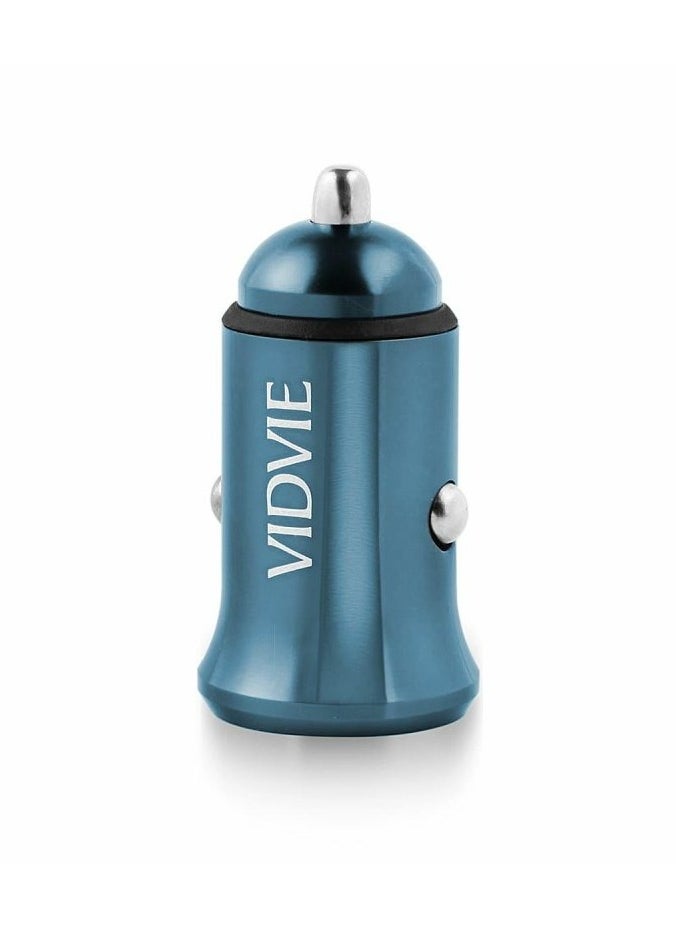 فيدفي - VIDVIE-CAR CHARGER CC520-TYPE-C CABLE INCLUDED-شاحن سيارة-كابل تايب سي-18w MAX-مخرج USB-شحن سريع-تصميم فريد وأنيق-ازرق - Image 1