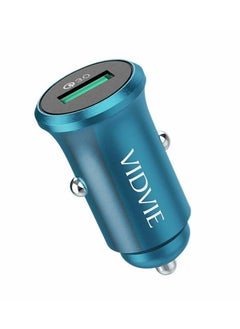 VIDVIE-CAR CHARGER CC520-TYPE-C CABLE INCLUDED-شاحن سيارة-كابل تايب سي-18w MAX-مخرج USB-شحن سريع-تصميم فريد وأنيق-ازرق