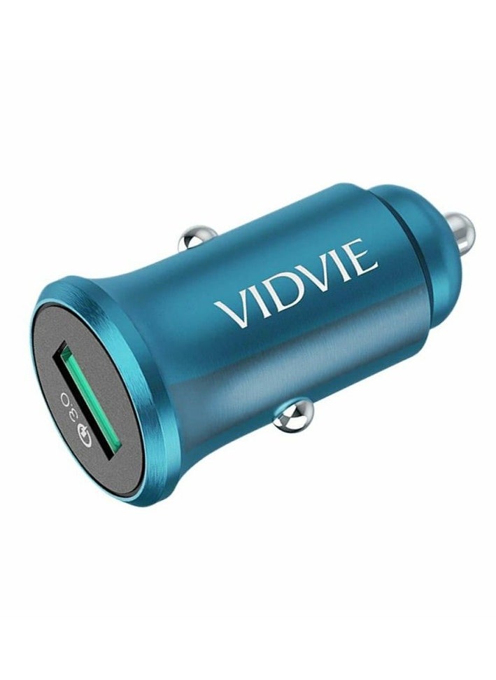فيدفي - VIDVIE-CAR CHARGER CC520-TYPE-C CABLE INCLUDED-شاحن سيارة-كابل تايب سي-18w MAX-مخرج USB-شحن سريع-تصميم فريد وأنيق-ازرق - Image 1