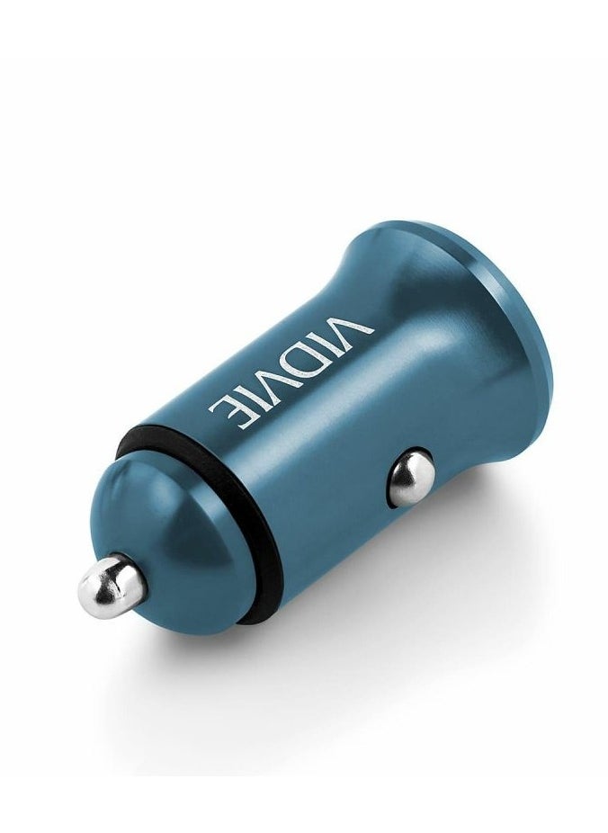 فيدفي - VIDVIE-CAR CHARGER CC520-TYPE-C CABLE INCLUDED-شاحن سيارة-كابل تايب سي-18w MAX-مخرج USB-شحن سريع-تصميم فريد وأنيق-ازرق - Image 1