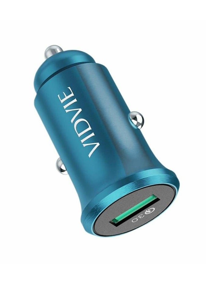فيدفي - VIDVIE-CAR CHARGER CC520-TYPE-C CABLE INCLUDED-شاحن سيارة-كابل تايب سي-18w MAX-مخرج USB-شحن سريع-تصميم فريد وأنيق-ازرق - Image 1