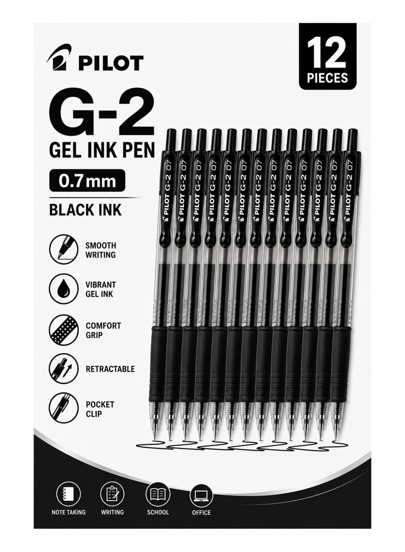 PILOT 12-Piece G-2 Gel Ink Pen 0.7mm Tip Black Ink - Image 1