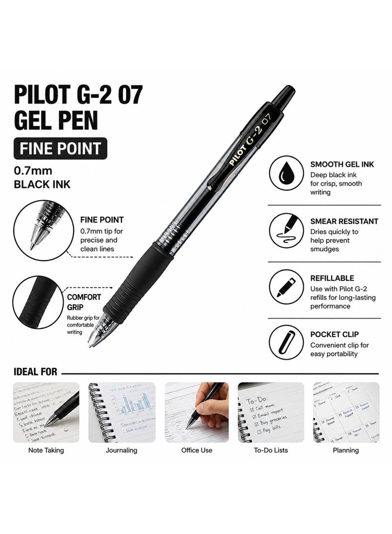 PILOT 12-Piece G-2 Gel Ink Pen 0.7mm Tip Black Ink - Image 2