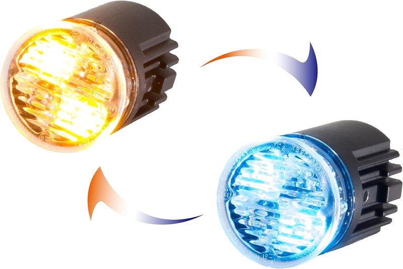 Unicorn Lighting EC01 Hideaway Warning Emergency Strobe Light - Amber/Blue, 2 + 2 LED - Image 1