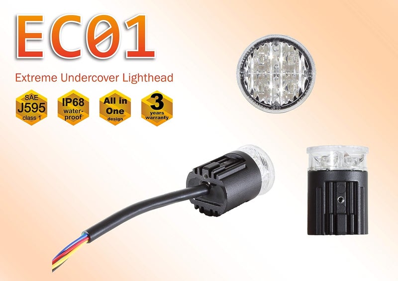 Unicorn Lighting EC01 Hideaway Warning Emergency Strobe Light - Amber/Blue, 2 + 2 LED - Image 2