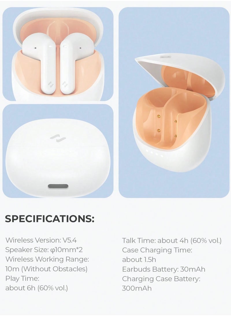 havit - TWS Earbuds Mini Size Wireless Earphones, Stereo Sound, Smart Touch Control, Lightweight Design, Comfortable with 2 Mic ENC for Sports & Travel, Type-C Charging Port, Compatible with iPhone, Samsung, Huawei, Xiaomi, Android & iOS Devices (Orange/White) - Image 1