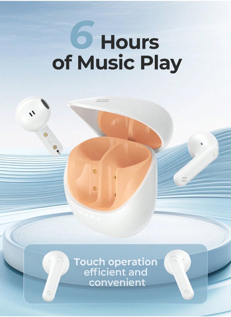 havit - TWS Earbuds Mini Size Wireless Earphones, Stereo Sound, Smart Touch Control, Lightweight Design, Comfortable with 2 Mic ENC for Sports & Travel, Type-C Charging Port, Compatible with iPhone, Samsung, Huawei, Xiaomi, Android & iOS Devices (Orange/White) - Image 1