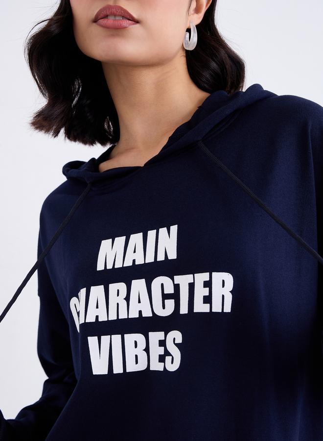 ستايلي هودي واسع بطبعة عبارة - Image 4