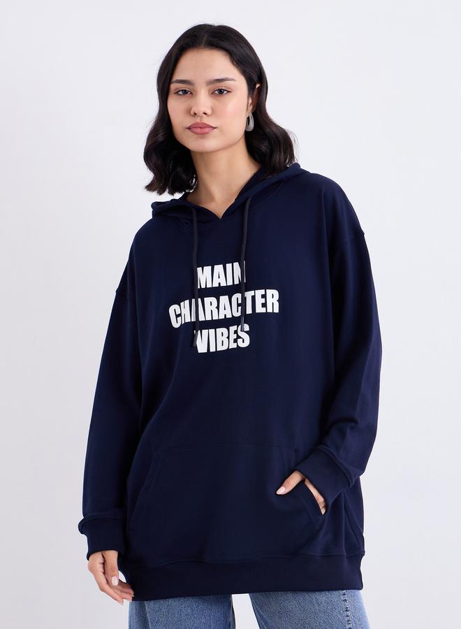 ستايلي هودي واسع بطبعة عبارة - Image 3