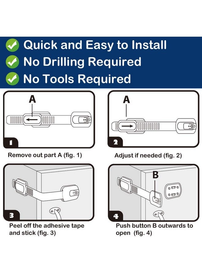 Socub 8 pack Child Safety Cabinets Strap Locks, Multi Use Latch with Strong Adhesive Pads, for Cabinets, Drawers, Oven, Toilet Seat, Fridge - Image 5