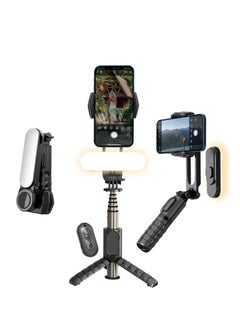 Gimbal Stabilizer For Smartphones, 360° Rotation Tripod with Wireless Remote Fill Light, Portable Phone Holder Auto Balance 1-Axis Gimbal for Filming Bluetooth Selfie Stick Mobile Phone Holder