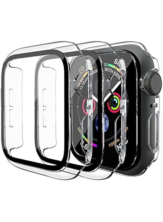 3 Pack Case for Apple Watch SE 40mm Series 6 Series 5 Series 4 Hard PC Case with Tempered Glass Screen Protector Waterproof Anti-Scratch Full Protective Cover for iWatch 40mm (Transparent) - Image 1