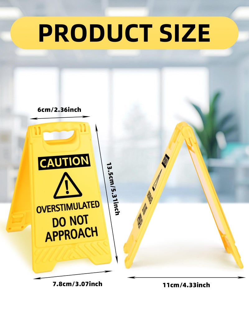 EXUBERIUM Caution Overstimulated Do Not Approach Office Decor, Funny Desk Sign for Women Coworkers, Easter Day Gag Gifts for Tax Season, Sarcastic Desk Accessories, Phone Holder with Mirror - Image 2