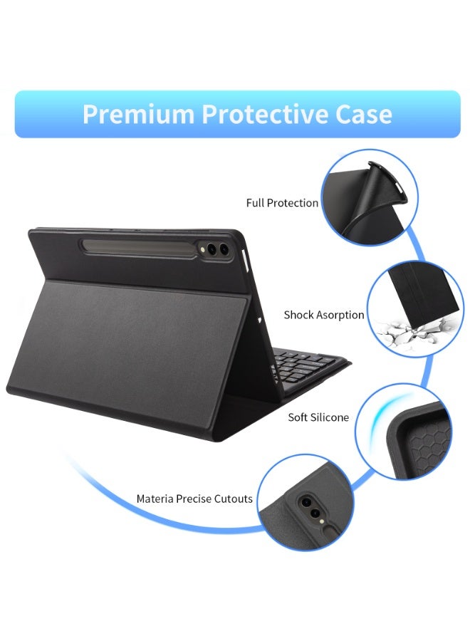 UCHUANG Compatible with Samsung Galaxy Tab S7Plus/S7FE/S8Plus/S9Plus/S9FEplus 12.4-inch Universal Keyboard Case, Magnetic Detachable Wireless Arabic Keyboard with Pen Slot Protective Cover-Black - Image 4