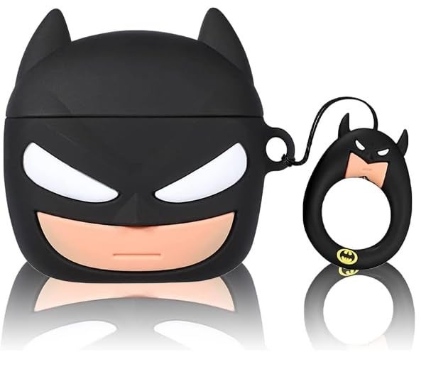 Meyaar Compatible for AirPods Pro 2nd Generation Case Cover with Keychain, Soft Silicone Skin Case Cover Full Protective (Only Silicone Cover) (Batman) - Image 3