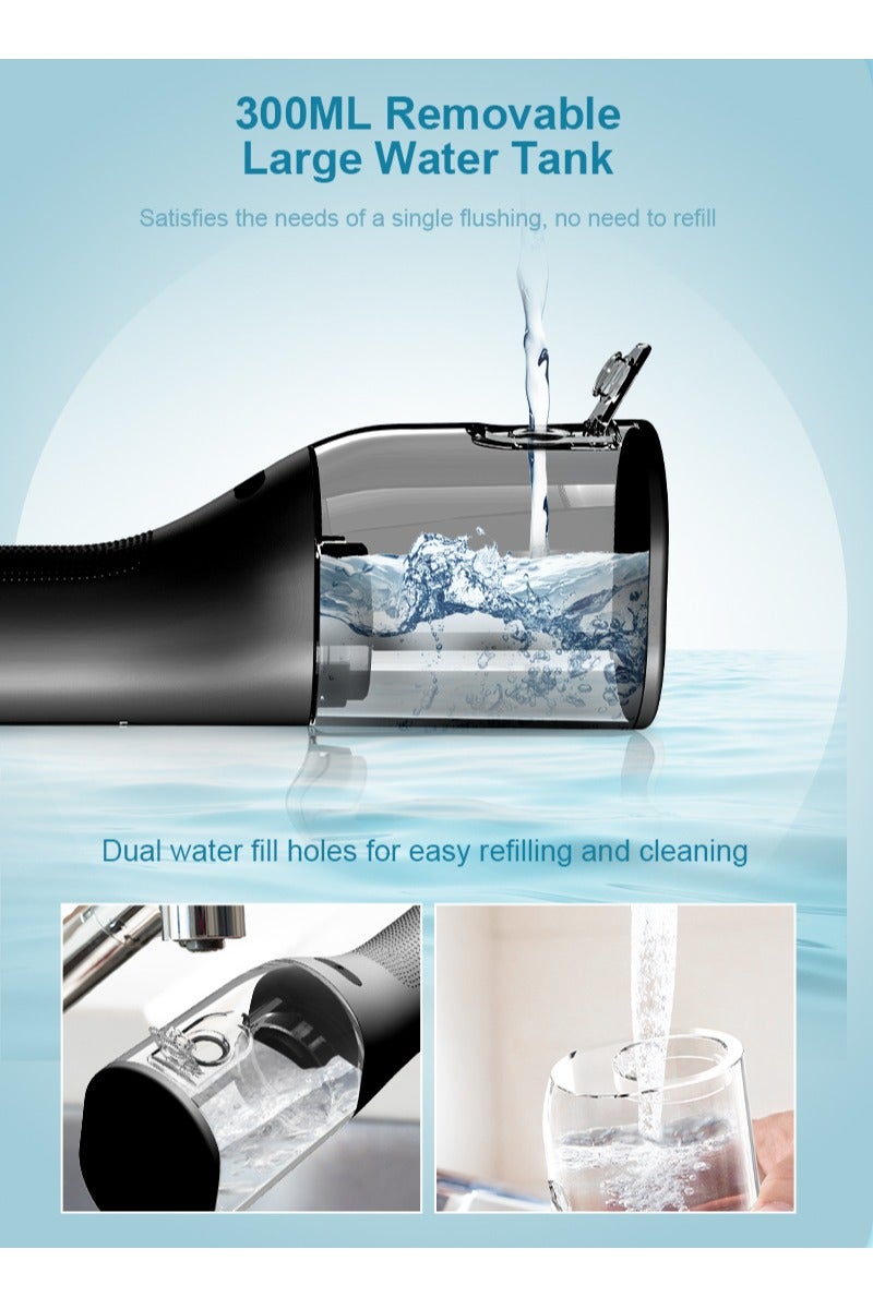 DOSCHER Portable Water Dental Flosser For Teeth Cleaning Dental Oral Irrigator With 4 Modes Scalable 4 Jet Nozzles IPX7 Water Resistance 300ML - Black - Image 5
