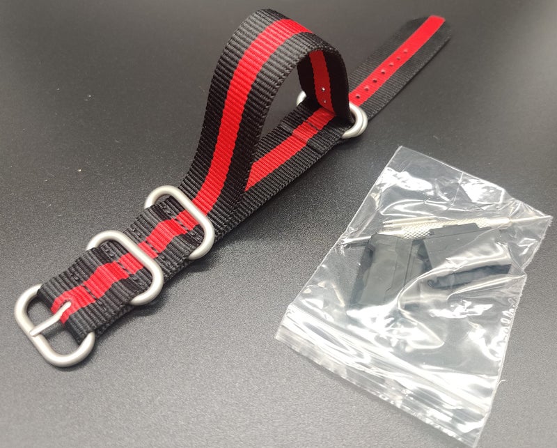 Lijinlan Military Ballistic Nylon Strap Replacement G-Shock Watch Bands Compatible with Casio G-Shock Watch Model GW100/GA100/GA400/GD120/ DW-D5500 /DW5600E/ DW6900/DW-9052/GWM5610/GW9400 (Black-Red) - Image 2