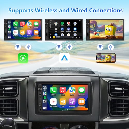 Eonon 7'' Double Din Car Stereo Wireless CarPlay & Wireless Android Auto Car Audio Receivers with AHD Backup Camera, Built in DSP, Bluetooth, MirrorLink, SWC, FM/AM, Fast Charge - X3 - Image 5