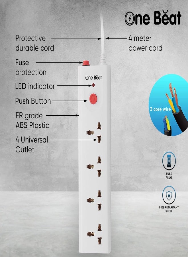 One Beat Extension Board with Power Load 10 AMP, 4 Meter Power Cable, Fuse Protection (4 Socket) - Image 3