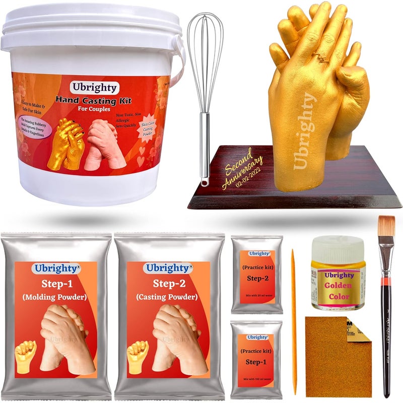 Ubrighty Hand Casting Kit for Couples Husband Parents Spacial Anniversary Birthday Gift 3D Moulding Powder for Hand Foot Molding Clay Hand Mould Kit for Couple Full Couple KIT - Image 1