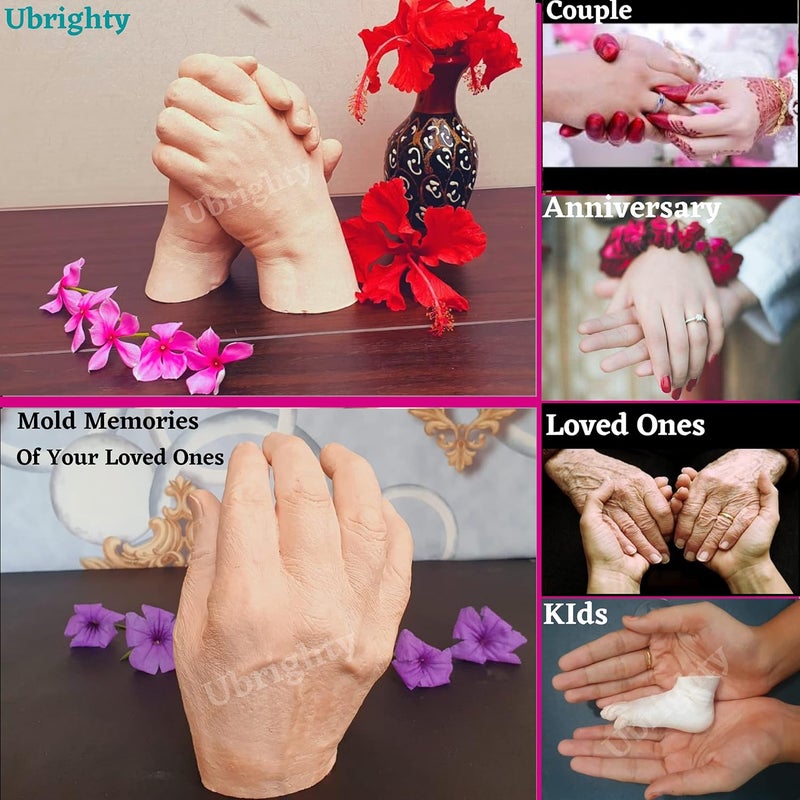 Ubrighty Hand Casting Kit for Couples Husband Parents Spacial Anniversary Birthday Gift 3D Moulding Powder for Hand Foot Molding Clay Hand Mould Kit for Couple Full Couple KIT - Image 2