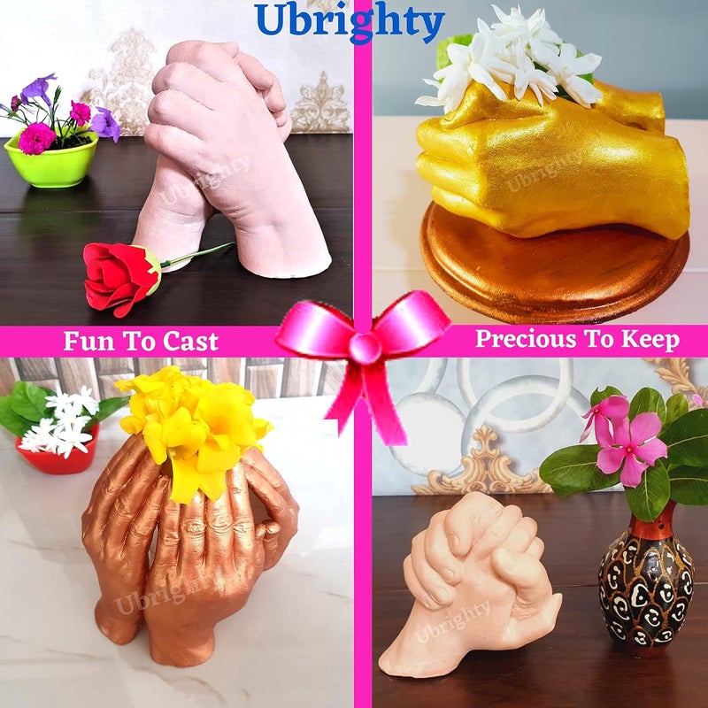 Ubrighty Hand Casting Kit for Couples Husband Parents Spacial Anniversary Birthday Gift 3D Moulding Powder for Hand Foot Molding Clay Hand Mould Kit for Couple Full Couple KIT - Image 4