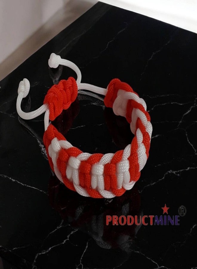 PRODUCTMINE سوار PRODUCTMINE® أحمر وأبيض مصنوع يدويًا، سوار معصم قابل للتعديل، سوار صداقة للنساء والرجال، لطيف على البشرة - Image 3