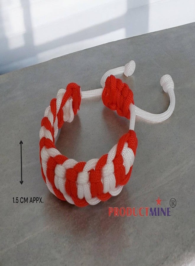 PRODUCTMINE سوار PRODUCTMINE® أحمر وأبيض مصنوع يدويًا، سوار معصم قابل للتعديل، سوار صداقة للنساء والرجال، لطيف على البشرة - Image 2