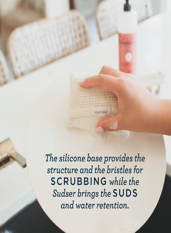 اسمبلي مجموعة Esembly GoTwo Sudser - ليفة تنظيف الأطباق والمطبخ، قاعدة سيليكون متينة مع أغطية شبكية قطنية قابلة للتحلل - Image 3