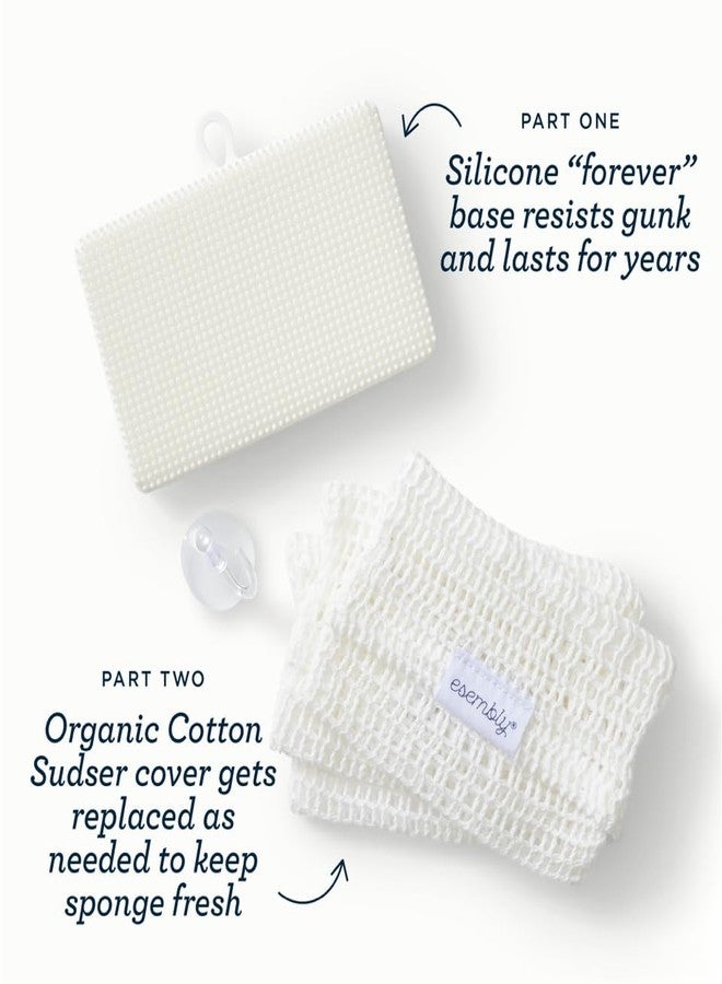 اسمبلي مجموعة Esembly GoTwo Sudser - ليفة تنظيف الأطباق والمطبخ، قاعدة سيليكون متينة مع أغطية شبكية قطنية قابلة للتحلل - Image 4