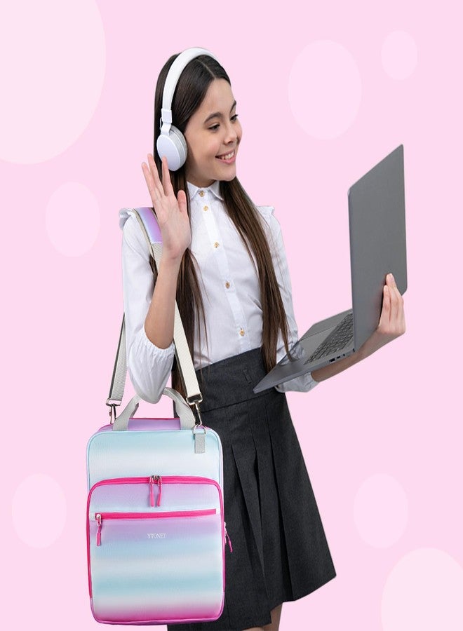 Ytonet Zipper Binder with Shoulder Strap, 3 Inch 3 Ring Binder with Zipper, 600 Sheets Large Capacity Waterproof School Binder Organizer for Girls Students Fit 15.6 Inch Laptop, Blue-Pink Gradient - Image 2