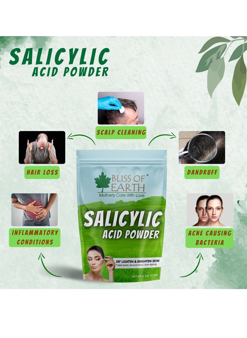 BLISS OF EARTH Salicylic Acid Powder Great for Making Skin Care Products and DIY Products 113g  - Image 2